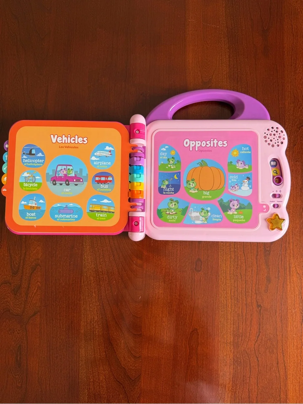 LeapFrog 100 Words Book Scout & Violet Lights Sounds Music English & Spanish